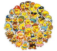 50pcs Duck Sticker for Kid, 50 Style Cute Animals Stickers Yellow Duck Occupation Patterns for Laptop Water Bottle Party Supplies