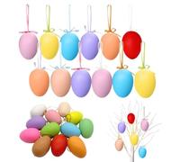 50Pcs Easter Eggs Decorations, Easters Tree Hanging Plastic Ornaments Hanging Plastic Eggs Ornament for DIY Crafts Party Home Decor Easter Gift (50Pcs Colorful)
