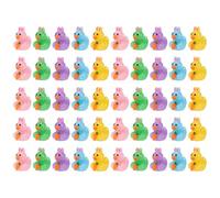 50pcs Easter Mini Resin Duck, 5 Colors Little Resin Ducks Easter Bunny Ears Carrot Duck Tiny Resin Ducks Easter Basket Stuffers and Party Favors Miniature Ducks for Garden Decor