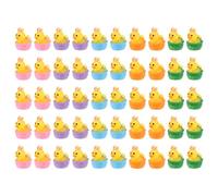 50pcs Easter Resin Ducks, Easter Bunny Ears Basket Ducks Easter Basket Stuffers Easter Party Favors Mini Resin Ducks Little Resin Ducks Miniature Resin Animals Small Resin Ducks
