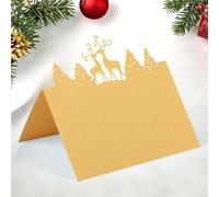 50Pcs Elk Christmas Name Place Cards - Gold Xmas Table Cards for Wedding Party Decoration