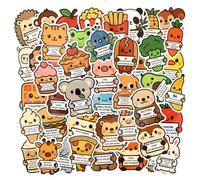 50pcs Emotional Support Stickers, Premium Vinyl Affirmation Stickers Animal Snack Fruit Design Labels for Water Bottles Laptop Phone Scrapbook Decor