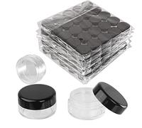 50pcs empty 10g Black round small plastic cosmetic jar pot containers for makeup lip balm powder sample wholesale bulk cream jars with Black lids travel container bottles packing