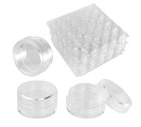50pcs empty 10g Clear round small plastic cosmetic jar pot containers for makeup lip balm powder sample wholesale bulk cream jars with Black lids travel container bottles packing