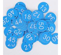 50Pcs Engraved Number Discs, 1-50 Circular Plastic Number Table Tags for Wedding Party Locker (Without Rings), Blue