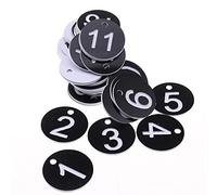 50Pcs Engraved Number Discs, 1-50 Plastic ID Number Tags Table Numbers Key Tags for Lockers Party Restaurants Clubs Hotel (Black)