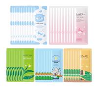 50PCS Face Masks Set, Overnight Face Mask, Sakura Matcha Seaweed Snail & Milk Multipack Girls Masks For Hydration Nourishing & Repair, Skin Care Gift Sets For Women (5 Types)