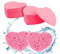 50pcs Facial Pads Compressed Face Sponges Daily Cleansing, Natural Wood Pulp Cotton Face Washing Sponge Exfoliating Face Sponge, Cosmetic Sponges for Makeup Removal Pink (2.5 Inch)