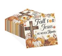 50Pcs Fall for Jesus Pumpkin Napkins 3-Ply 6.5 x 6.5 Autumn Sunflower Floral Cross