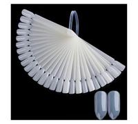 50pcs False Nail Display Tips Chart Oval Fan Style UV Gel Polish Swatch Shows Palette Practice Manicure Tools For Nail Art Design Nail Practice(Natual 32 tips)