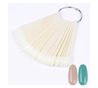 50pcs False Nail Display Tips Chart Oval Fan Style UV Gel Polish Swatch Shows Palette Practice Manicure Tools For Nail Art Design Nail Practice(Natual 50 tips)
