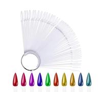 50PCS Fan-Shaped Round Head Transparent Nail Color Palettes for Nail Art Display Practice Tools, Polish Tips Nail Art Design Color Plates