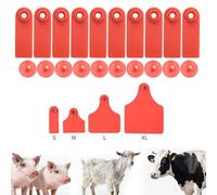 50pcs Farm Animal Ear Tags Numbered 001-050 Livestock Identification for Cattle Cows Hogs Pigs Sheep Goats (50, Small-Red)