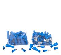 50pcs FDD/MDD 6.3mm Terminals Red Blue Yellow Female Male Spade Insulated Electrical Crimp Terminals Connector Wiring Cable Plug (50PCS Blue)