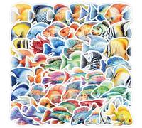 50PCS Fish Stickers Pack for Teens Girls Boys Kids Adults,Cute Sea Animals Waterproof Decals for Laptop Water Bottle Luggage Scrapbook Bike Skateboard Phone Notebook Journal Guitar Helmet Computer
