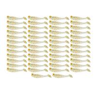 50PCS Fishing Lures, Soft Silicone Paddle Tail Swimbait, Slow Sinking Bass Trout Lures, Injured Baitfish Motion Design with Eyes for Freshwater Saltwater (Yellow Green)