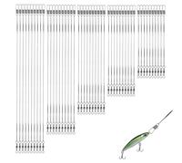 50PCS Fishing Wire With Rotating Ring, Fish Wires, Wire Trace, Five Sizes (10/15/20/25/30 cm), Fish Line Fishing Accessories, Suitable For Saltwater And Freshwater. Silver.