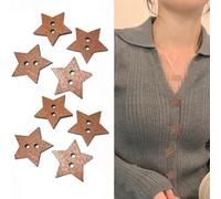 50PCS Five-Pointed Star Wooden Button Natural Vintage 20mm Hand-Sewn Button with 2 Holes for Sewing Clothing Accessories DIY Crafting Projects Decorations