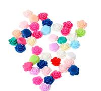 50Pcs Flat Back Resin Bead Applique Rose Flower Craft Embellishment Scrapbooking Jewellery Finding Making Bead Flatback 10mm Mixed Color New Released Fashion Book