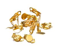 50pcs Flat Ear Clip Base Cabochon Bezel Tray Cabochons for DIY Non Piercing Earrings Blank Setting Jewelry Makings Components