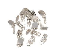 50pcs Flat Ear Clip Base Cabochon Bezel Tray Cabochons for DIY Non Piercing Earrings Blank Setting Jewelry Makings Components