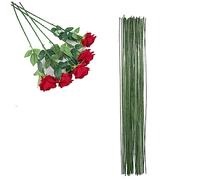 50pcs Floral Wire Stems,Flower Wire Stems Green Floral Wire Bouquet Wire Craft Wire Florist Decorative Wire Floristry Wires Flexible Wire For Flower Stub Stem Handmade DIY Craft Corsages Decoration
