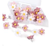 50Pcs Flower Push Pins Decorative Thumbtacks Cork Notice Board Thumb Tacks with Case for Cork Bulletin Colorful Resin Flower Push Pins for Photo Wall