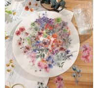 50PCS Flower Scrapbooking Stickers Set, Natural Botanical Stickers for Journals, Card Making, DIY Crafts, Letters, Transparent Adhesive Scrapbook Supplies
