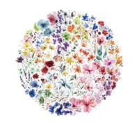 50Pcs Flower Sticker Water Resistant Aesthetic for Water Bottle Laptop Car Scrapbooking Journal Photo Album Floral PET