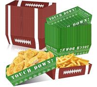 50Pcs Football Party Favors & Supplies - Paper Food Tray, Disposable Serving Boats for Football Birthday Party & Superbowl Decor