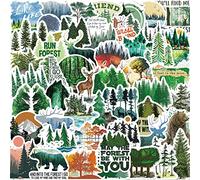 50Pcs Forest Stickers, Green Woodland Environment Stickers for Teens Adults, Vinyl Waterproof Cartoon Pine Tree Animals Plant Decals for Diaries, Laptops, Water Bottles, Phones