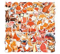 50pcs Fox Stickers, Cute Animal Stickers for Kids, Vinyl Waterproof Graffiti Decals for Water Bottle, Laptop, Phone, Girls Boys