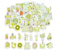 50PCS Fruit & Botanical Stickers, Watercolor Fruit Plant Washi Stickers, Kiwi Lemon Tropical Leaf Decorative Stickers for Junk Journal, Scrapbook, Planner, Laptop & Water Bottle DIY Decor (Style-6)