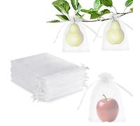 50pcs Fruit Protection Bags Vegetable bags White Organza Gift Bags Large, 20x30cm Insect Netting for vegetables Garden Plant Protect Net for Fruits, Tree, Strawberry, Grape, Vegetable，Insects Barrier