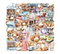 50Pcs Funny Baking Stickers,Transparent Realistic Bakery PET Waterproof Sticker for Laptop,Stationery,Scrapbooking,Water Bottles,Phone Case,Bakery Themed Party Decorations Food Junkie(Baking)