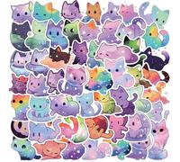 50pcs Funny Cat Meme Stickers Colorful Cartoon Starry Sky Cat Stickers Decoration DIY Skateboard Guitar Water Cup Graffiti Sticker