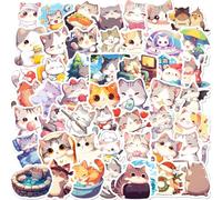50pcs Funny Cat Meme Stickers，Cute Cat Diary Japanese Cartoon Graffiti Stickers Kawaii Pet Animal Life Daily Vinyl Waterproof Sticker