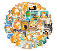 50pcs Funny Cat Meme Stickers， Little Orange Cat Cute Animal Notebook Decorative Luggage Sticker Waterproof Stationery Sticker