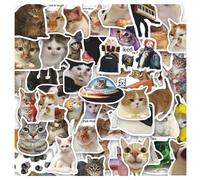 50PCS Funny Cat Stickers - Waterproof Vinyl Cute Cat Stickers Pack for Laptops, Water Bottles, Notebooks & Scrapbooking - Cats Meme Sticker for Teens, Adults & Cats Lovers