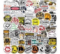 50Pcs Funny Mechanic Construction Stickers Laptop Car Scrapbook Phone Skateboard Suitcase Luggage Bike Electrician Vinyl Waterproof Aesthetic Personalised Stickers for Teens Boys Girls Adults