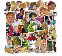 50Pcs Funny Meme Stickers Laptop Car Scrapbook Phone Skateboard Computer Funny Vine Meme Stickers Vinyl Waterproof Aesthetic Personalised Stickers for Teens Boys Girls Adults Children