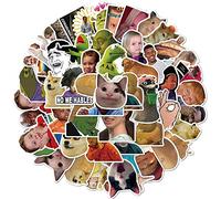 50Pcs Funny Meme Stickers Water Bottles Laptop Phone Computer Guitar Skateboard Hydroflasks Fashion Internet Celebrity Meme Waterproof Vinyl Sticker Aesthetic Trendy Decals for Teens Girls Adults