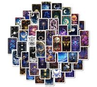 50Pcs Galaxy Stickers for Journals Scrapbooks Teens - Celestial Star Moon Decals for Laptops Water Bottles DIY Projects Astrology Fantasy Aesthetic Glossy Finish