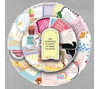 50pcs German Incentive Waterproof Stickers Cartoon Foreign Language Personality Slogans Painted Computer Luggage Helmet Handbook Aesthetic Vinyl Sticker