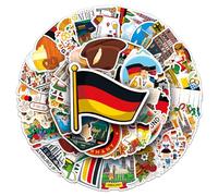 50Pcs Germany Stickers Laptop Car Scrapbook Phone Skateboard Suitcase Luggage Bike German Vinyl Waterproof Aesthetic Personalised Stickers for Teens Boys Girls Adults