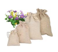 50pcs Gift Bag Vintage Style Natural Burlap Linen Travel Storage Pouch Jute Packing Bags christmas gift box(Khaki,9x12cm linen)