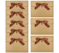 50pcs Gift Envelopes, Kraft Paper Vintage Envelopes with Ribbons, Money Cash Envelopes, Gift Folding Cards, Greeting Invitation Cards, for Valentine's Day, Mother's Day (Brown Ribbons)