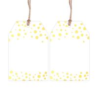 50pcs Gift Tags with String Attached, 3.3x2.1In Gold Foil Dot White Blank Gift Tags with String for DIY Craft Candy Bags Cookie Pouch Party Wedding Christmas Favor Present