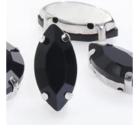 , 50pcs Glitter Leaf Crystal Rhinestones Hand Sew On Glass Stones Ornament Diamond Beads Dress DIY Crafts Claw Drill Accessories(Black,5x10mm 50pcs)