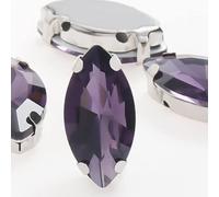 , 50pcs Glitter Leaf Crystal Rhinestones Hand Sew On Glass Stones Ornament Diamond Beads Dress DIY Crafts Claw Drill Accessories(Purple,9x18mm50pcs)